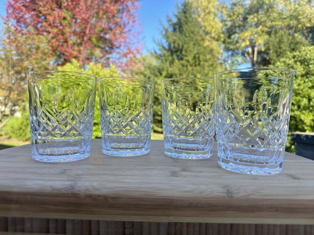 Vintage WATERFORD CRYSTAL Lismore 12 oz Double Old-Fashioned Tumblers~4 Pc